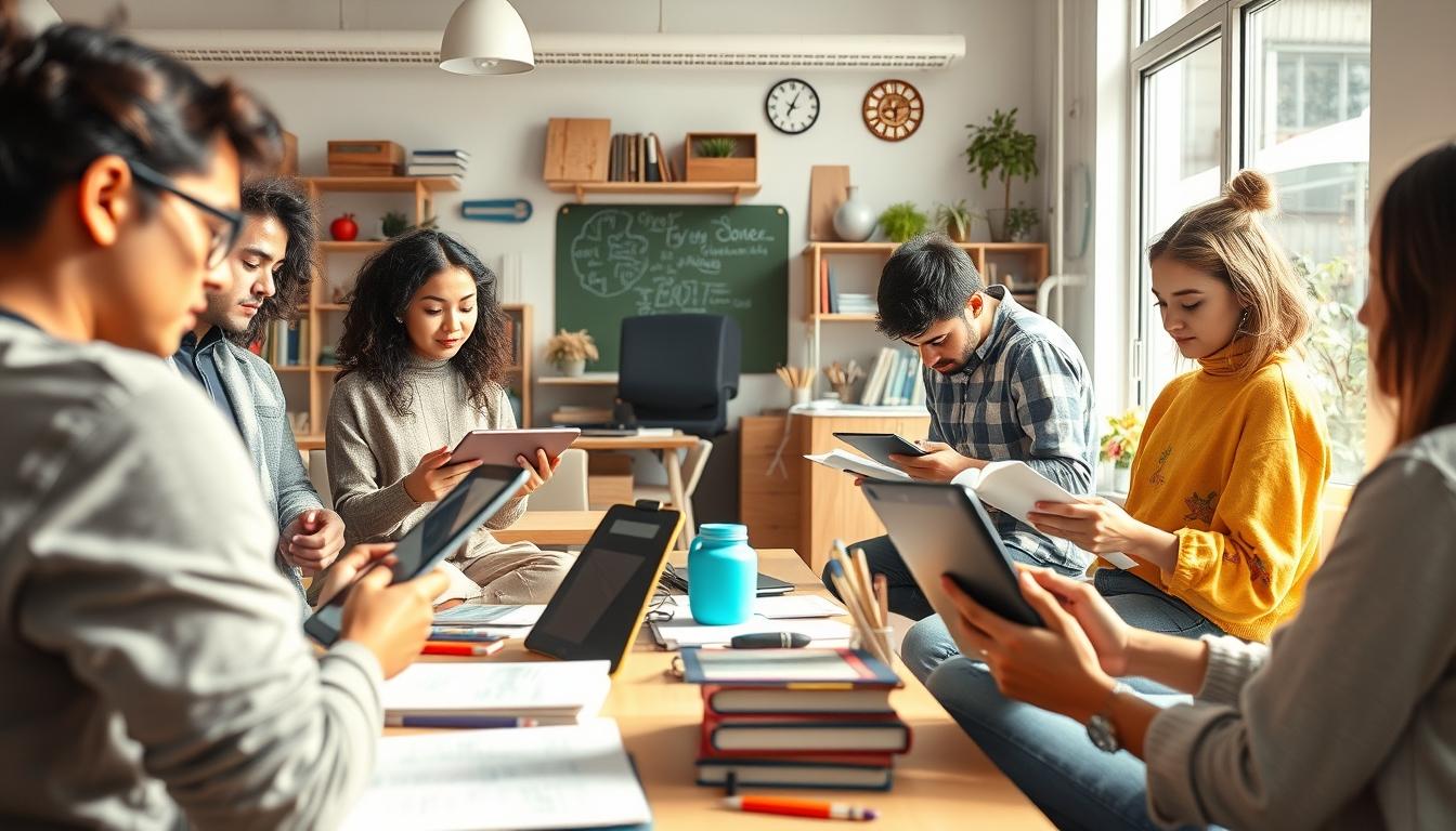 Students collaborating in study space